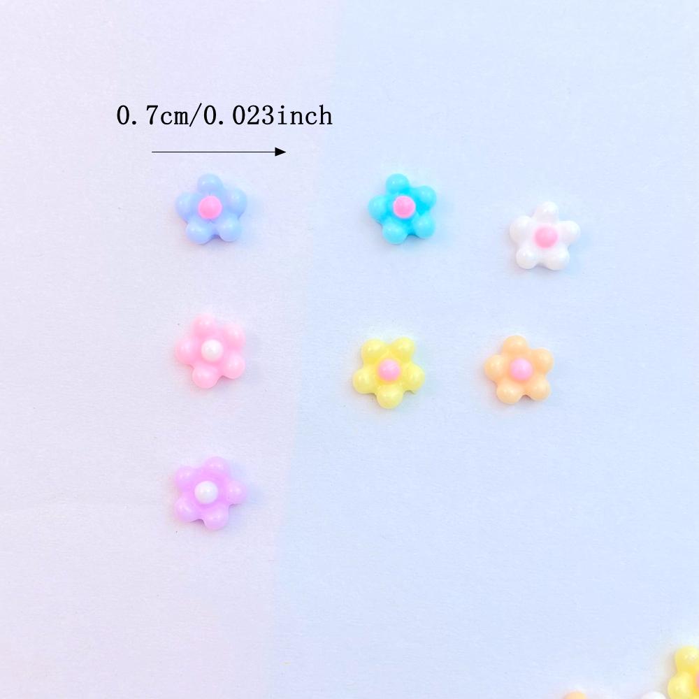 100Pcs New Cute Resin 7mm Mini Eggflower Series Flat Back Parts Embellishments For Hair Bows Accessories