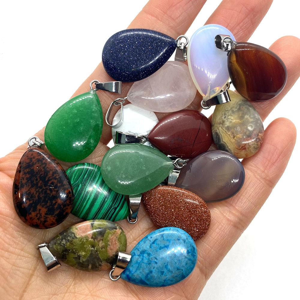 Opal Teardrop Pendant, 17x27mm Stone, Single Hole Melon Seed Buckle, DIY Necklace Jewelry Accessory