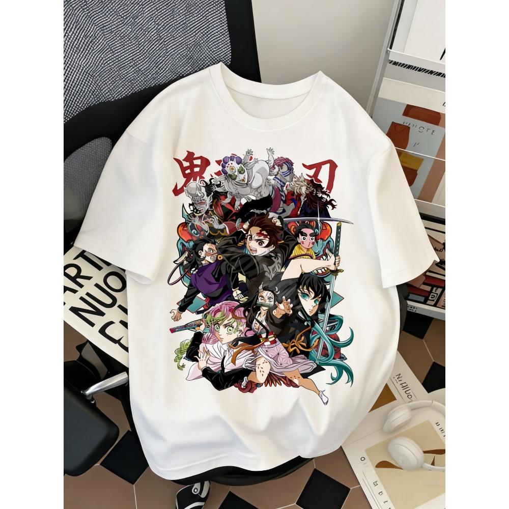 Sommer Große Größen Demon Slayer Anime Aufdruck Herren und Damen T-Shirt Lässig Eltern Kind Oberteil Mode Baumwolle Y2K Harajuku Straße