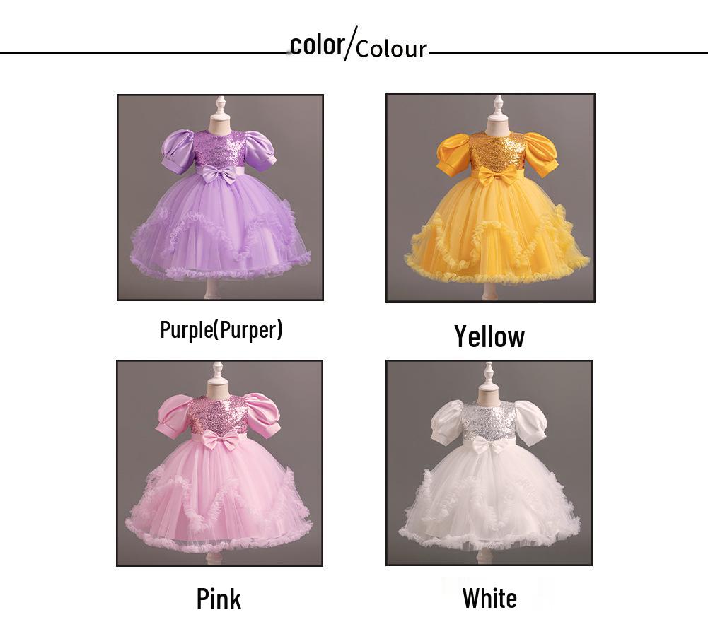 Girls' Sequin Mesh Party Dress - Puffy Skirt for Weddings & Birthdays