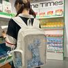 New Large Capacity Pu Students Diy Anime Badge Ulzzang Ita Bags Y2K Aesthetic Women Backpacks Individuality Mochilas Para Mujer