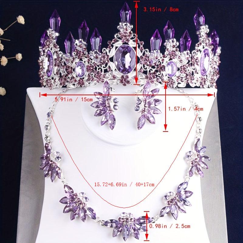 High End Atmospheric Bridal Accessories, Purple Crown Necklace, Earring Set, Wedding Dress Set, Wedding Accessories, Stage Perfo