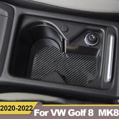 Cubierta de acero inoxidable para portavasos de la primera fila del coche, alfombrilla para Volkswagen VW Golf 8 MK8 2022, accesorios interiores para coche