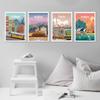 Famous City Retro Travel Poster Cartoon London New York Bali Tokyo Landscape Canvas Painting Wall Art Pictures Livingroom Decor
