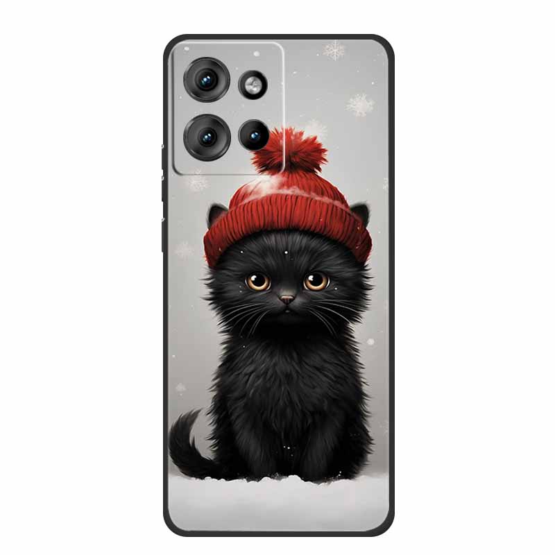 For Motorola Moto G 2025 Case Fashion Flower Black Silicone Soft TPU Back Cover Case For Motorola G75 S50 Edge 50 Neo Phone Case