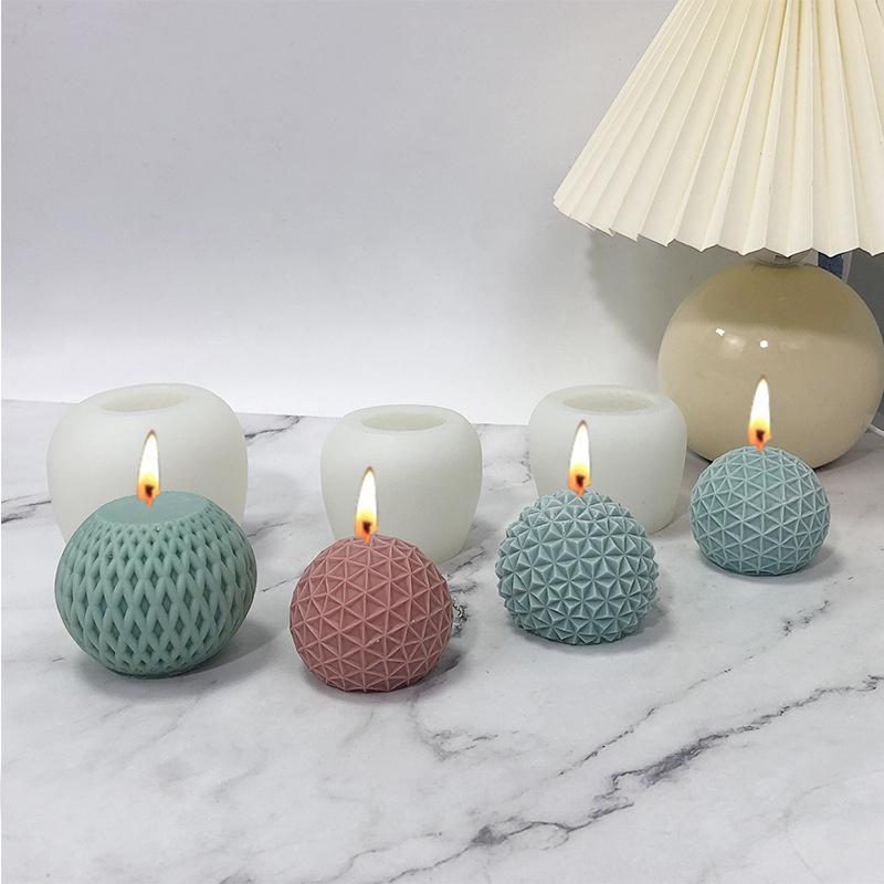 3D Striated Sphere Silicone Candle Mold DIY Aromatherapy Plaster Soap Clay Mould Handmade Epoxy Resin Mold Party Home Decor Gift