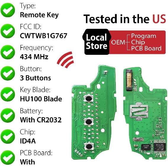 Replacement For 2014 2015 2016 2017 2018  Nissan Rogue Key Fob Remote Control CWTWB1G767 3 Buttons 434MHz