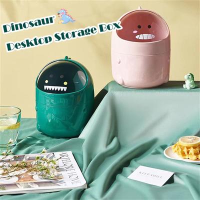 Dinosaur Desktop Trash Can Household Living Room Flip-top Paper-basket Removable Debris Makeup Brush Storage Bucket