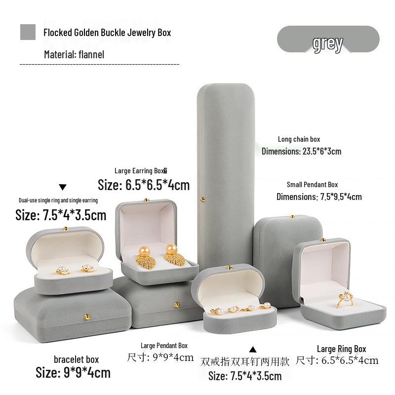 

Golden Buckle Flocked Jewelry Box for Rings, Earrings, Pendants, and Necklaces