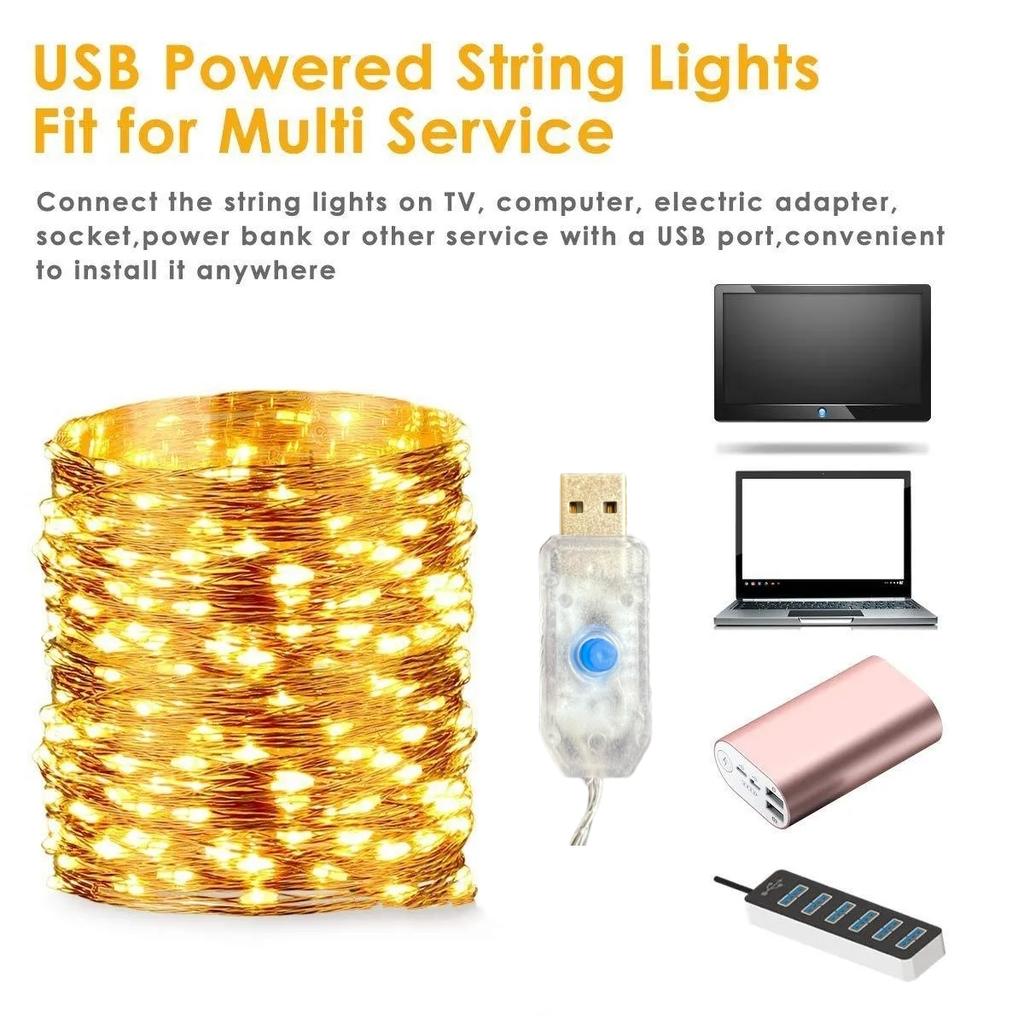 USB светодиодная гирлянда 5M/10M/20M/30M 8Mode Пульт дистанционного управления Светильники Сказочные гирлянды Свадьба Рождество Праздничный Декор лампы Новый год