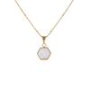 Colar de aço inoxidável com pingentes de concha para mulheres, pingentes geométricos pretos e brancos, colar de ouro rosa, joias da moda hexagonal