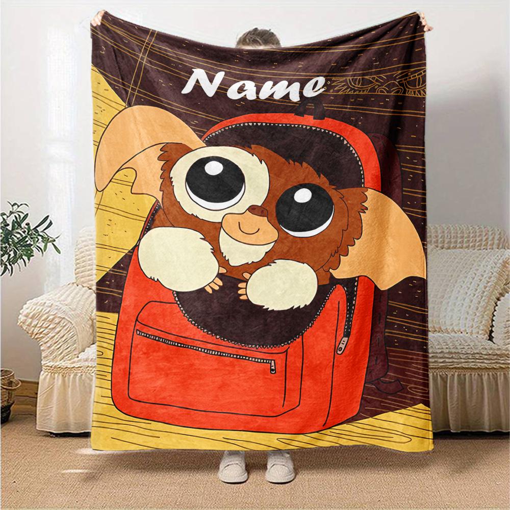 Custom Name Gremlins Theme Printed Blanket - Perfect for Couch, Bed, Travel & Outdoor Use | Machine Washable, Cozy & Durable.