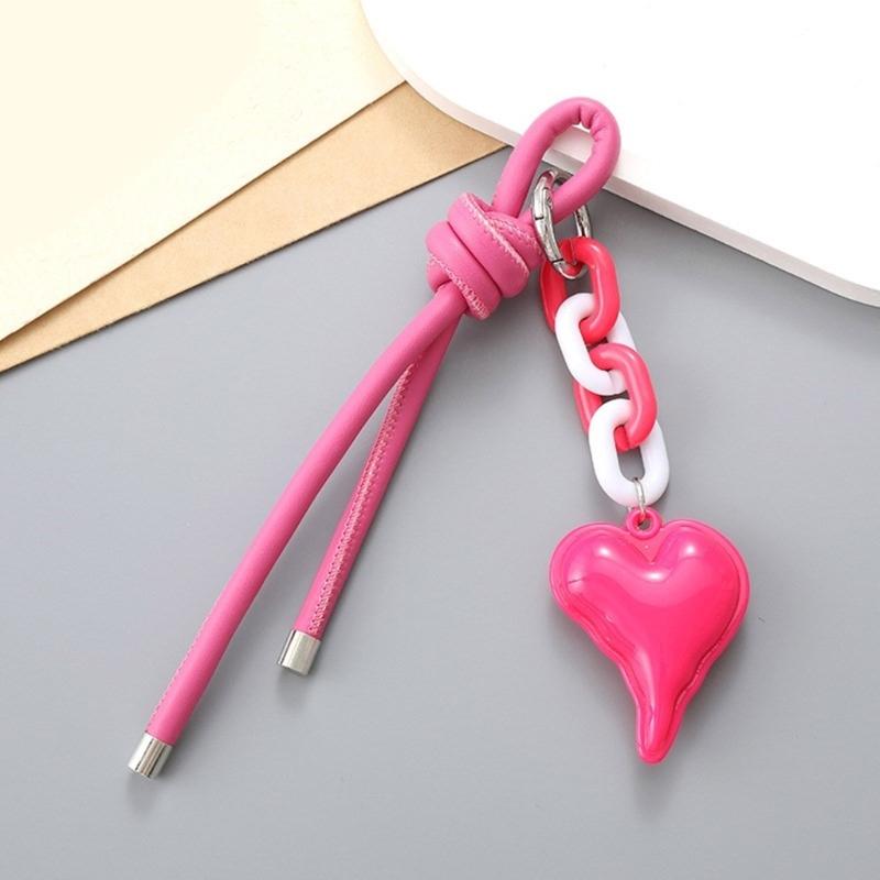 Cute Bag Charm Pendant Keyring Love Heart Braided Rope Keychain Bag Charm for Backpack Purse Handbag Decorations