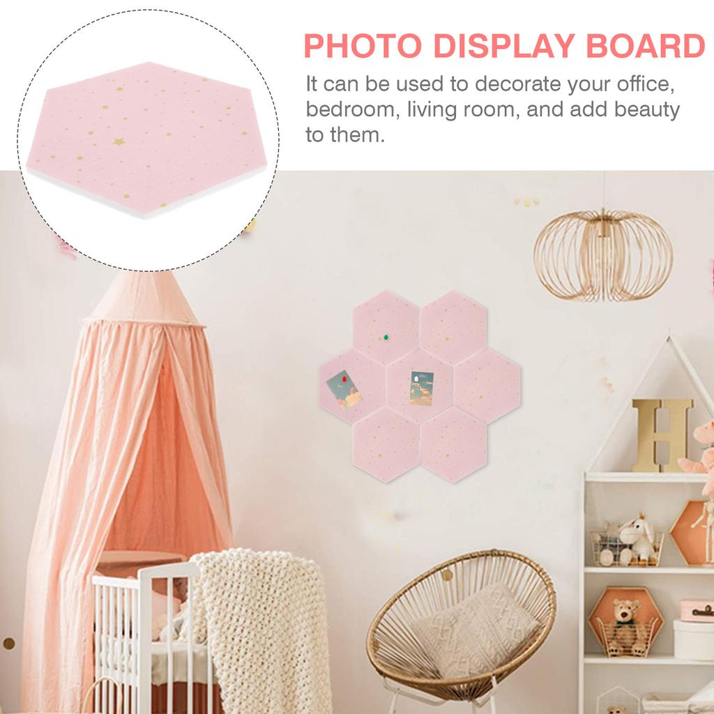 2Pcs Hexagon Felt Wall Stickers Self Adhesive Felt Memo Boards for Home Office Kitchen Wall Photo Display Note Board