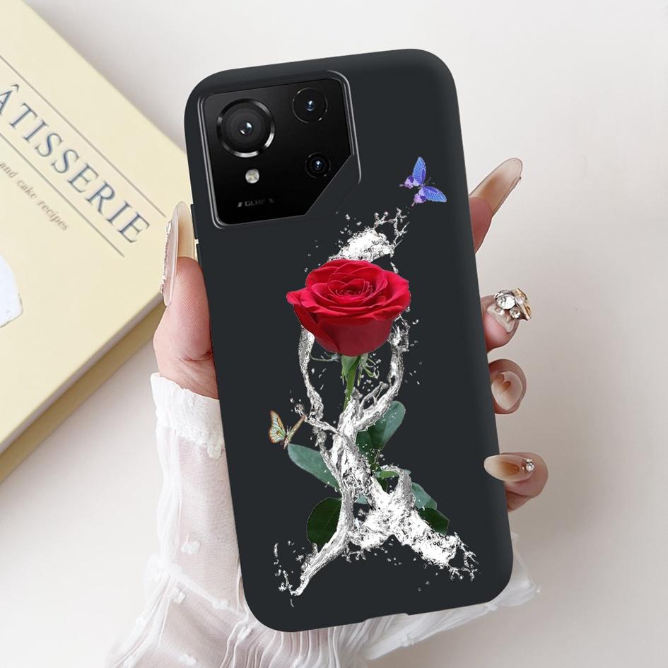 For Asus Rog Phone 9 Pro 5G Case Popular Flower Cartoon Soft Black Silicone Shockproof Cover For Asus Rog Phone 9 FE Phone9 Capa