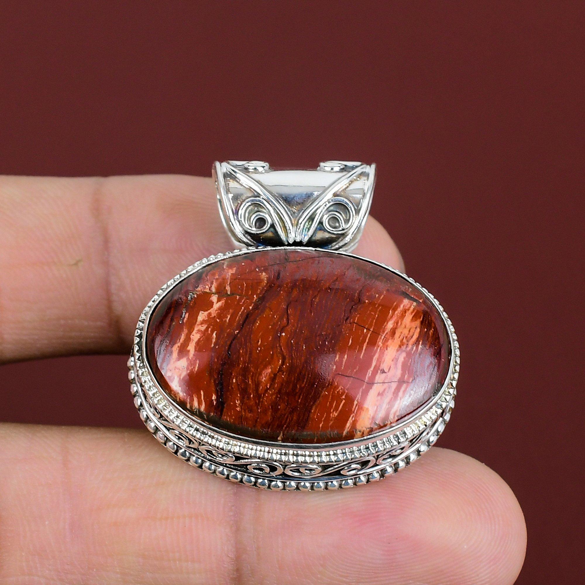Red Snakeskin Jasper Pendant Gemstone Pendant Vintage Pendant 925 Sterling Silver Pendant Amazing Jewelry Handmade Pendant Gifts For Mother
