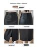 Elegant Women's Mid-Length Spliced Leather Skirt with Back Slit - High-Waist Autumn/Winter Pencil Skirt