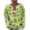 Women's Fashion Christmas Printed Long Sleeve Knitted Cardigan Button Down Jacket