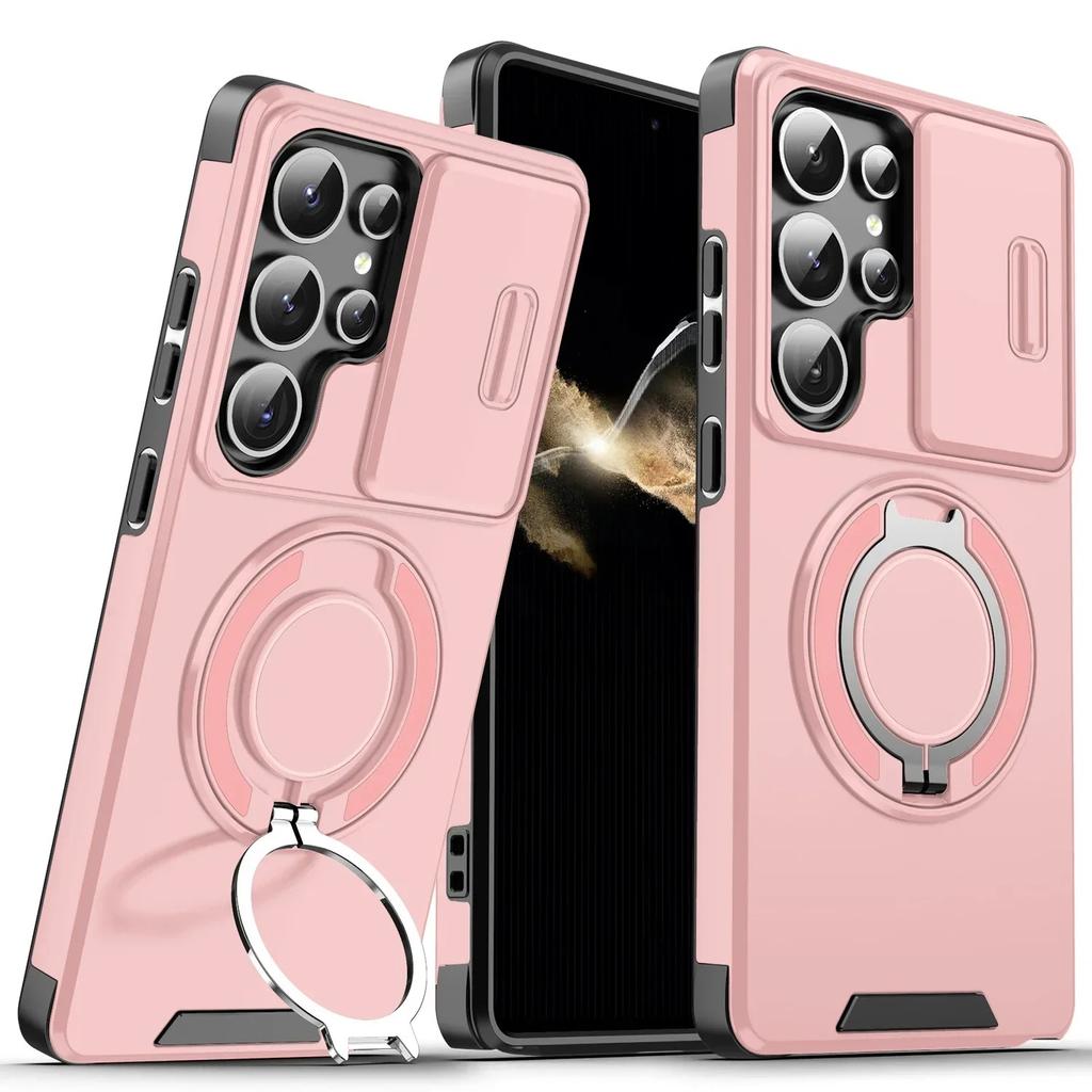 Magnetic Phone Case for Galaxy S25 Ultra S24 Ultra S23 Ultra A16 A35 A55 with Lens Protection - Black