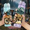 1PC Mountain Bicycle Nature Scene 750ml Color Plastic Sports Water Bottle Leakproof Flip Straw Lid Suitable for Sports Office Home Use