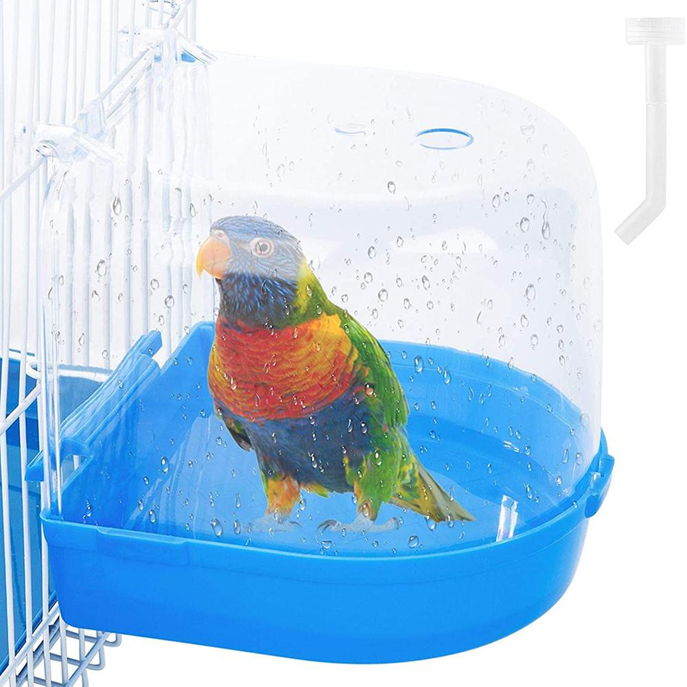 Plastic Bird Bath Bird Shower Parrot Bath Hanging Bird Cage Mirror Basin Bird Water Bath Pet Bird Bowl Pet Bird Bath Supplies