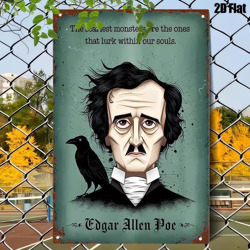 Tin Sign Edgar Allen Poe Horror Quote Vintage Metal Plaque Dark Gothic Wall Art Decor for Halloween Pub Bar Study Bedroom DFla