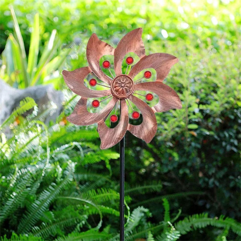 Metal Wind Spinners Creative Gardening Plug Landscape Art Decoration Wind Rotator  Yard