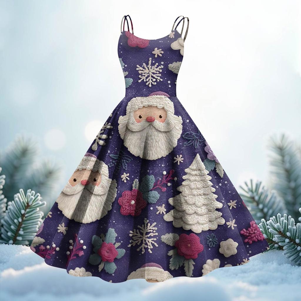 Women's Fashion Christmas Printed Sexy Strapless Gothic Cocktail Dress Punk, Vintage Dress.