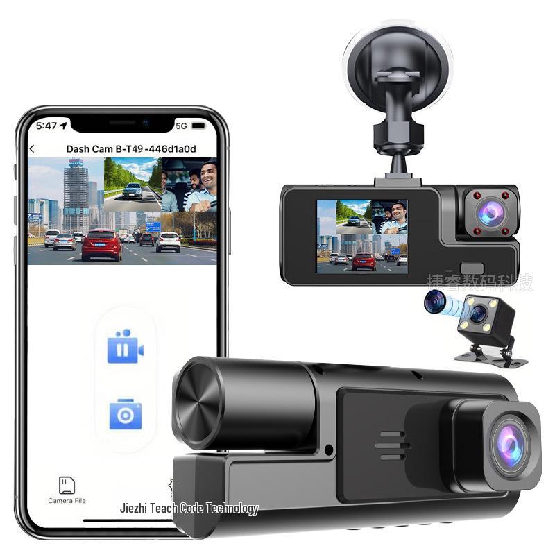 2-Zoll HD Dashcam mit Dreifach-Objektiv, WLAN und Mobiler Konnektivität – A22 Auto-Monitor