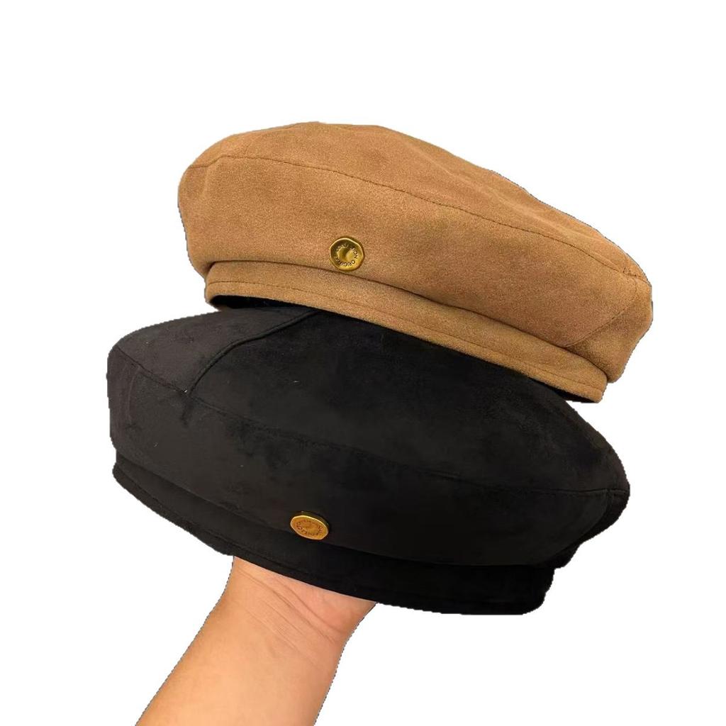 Velvet Beret Women Korean Version Versatile Painter Hat Big Head Circumference Retro Niche Hat Spring Autumn Fashion