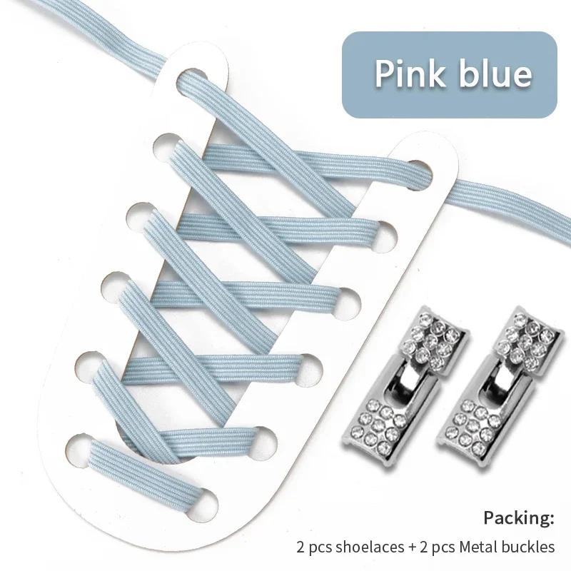 Fashion Elastic No Tie Shoelaces Rhinestone Cross Lock Tieless Shoelace Flat Shoe Laces Suitable for Sneakers and Athletic Shoes
