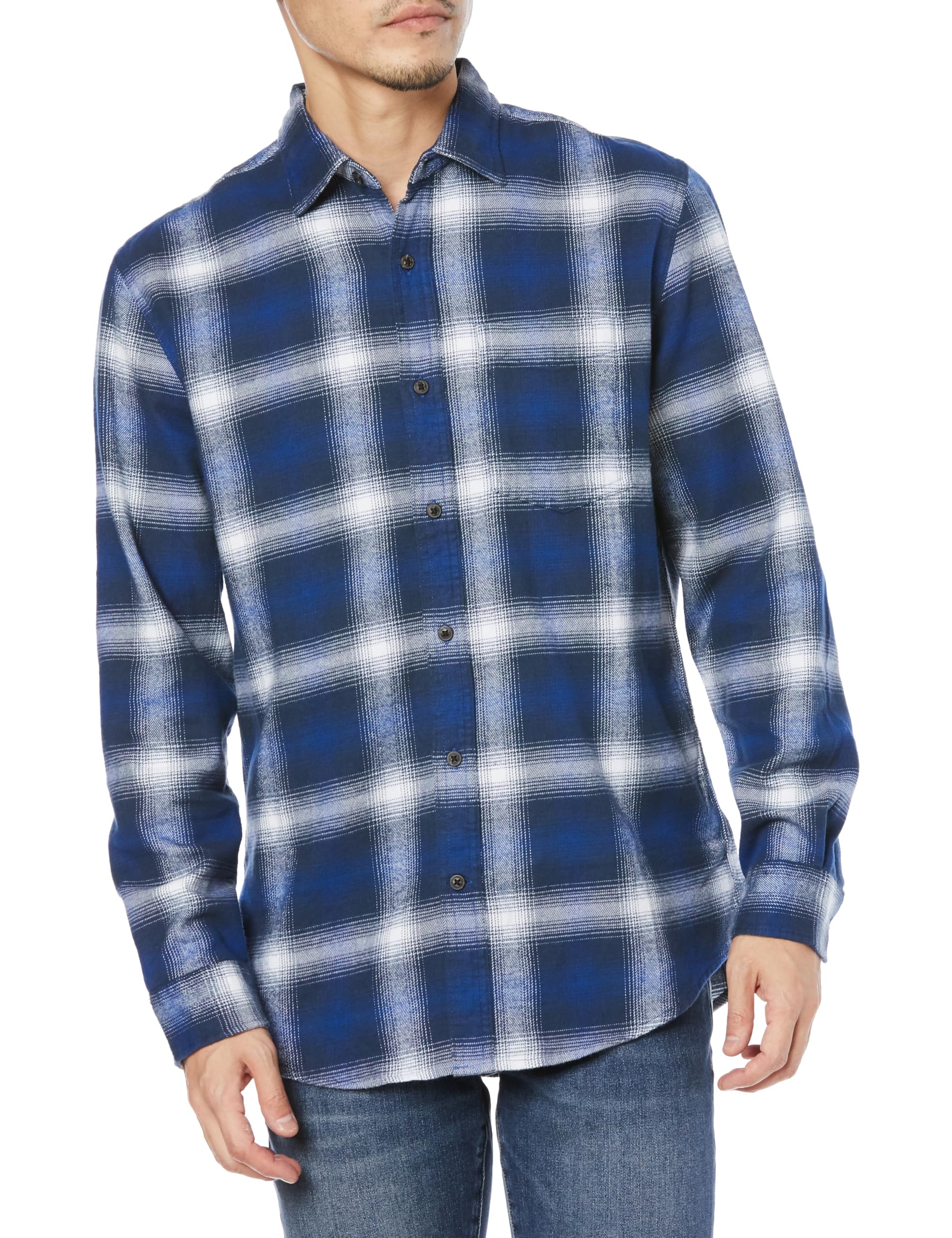 

Flannel Shirt Long Sleeve Blue White Large Plaid XL [Amazon Essentials] Men s