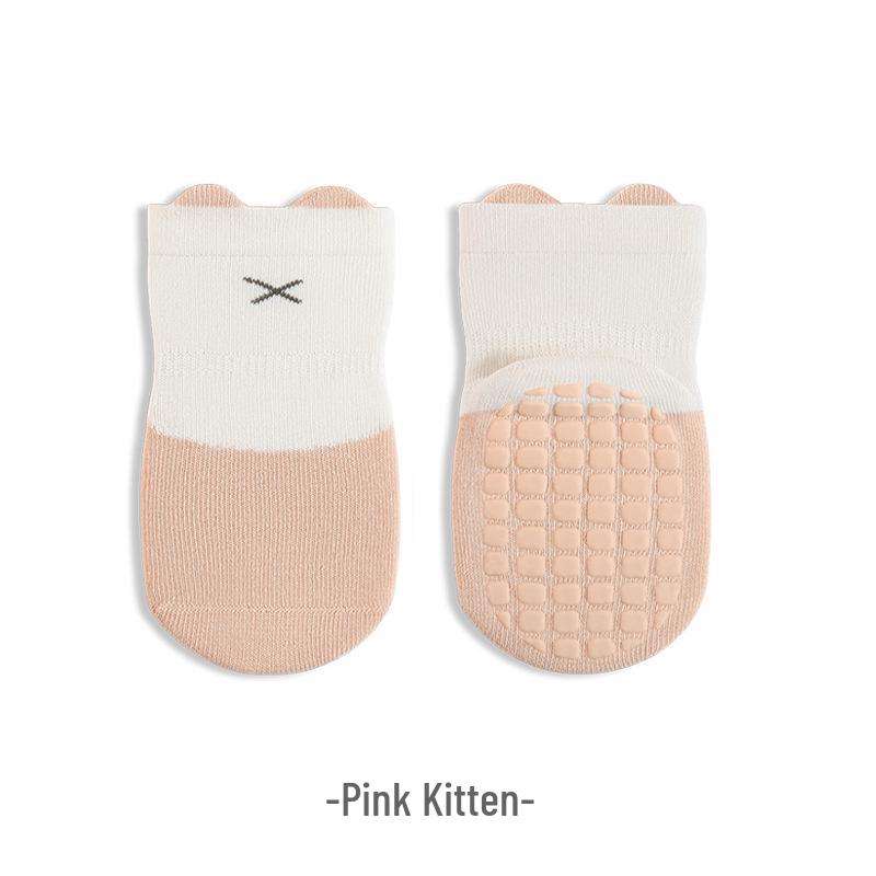 Anti-slip Insulating Infant Socks - Rubber Sole, Seamless Mid-calf Cotton for Learning to Walk