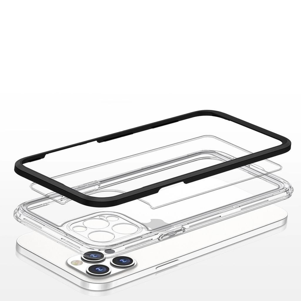 Clear 3In1 Etui Do Iphone 12 Pro Żelowy Pokrowiec Z Ramką Czarny