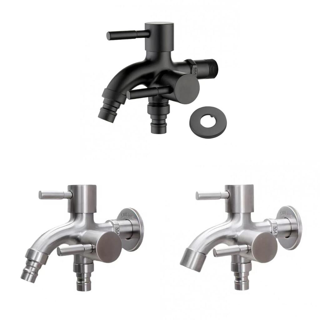 Stainless Steel Washing Machine Faucet With Dual Control For Laundry Room Use