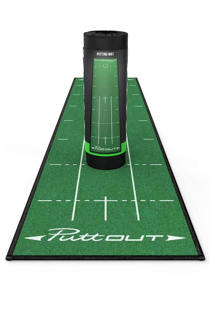 PuttOut Pro Golf Putting Mat Perfect Your Putting X (Green) - - (2.4m 0.5m)