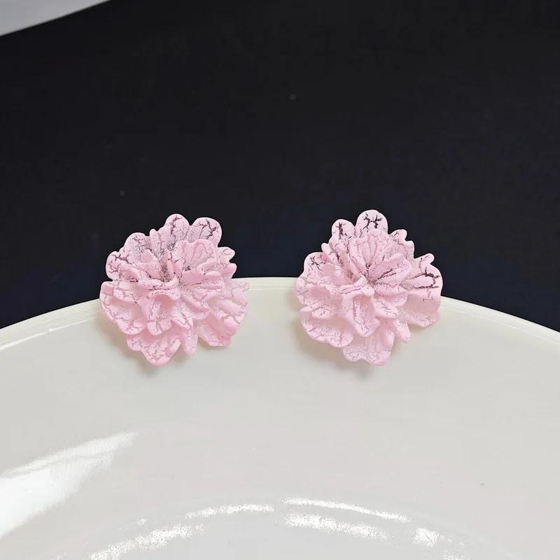 Resin Transparent 3D Flower Big Stud Earring for Women Personality Creative Lovely Simple Wedding Jewelry Girl Gift Brincos