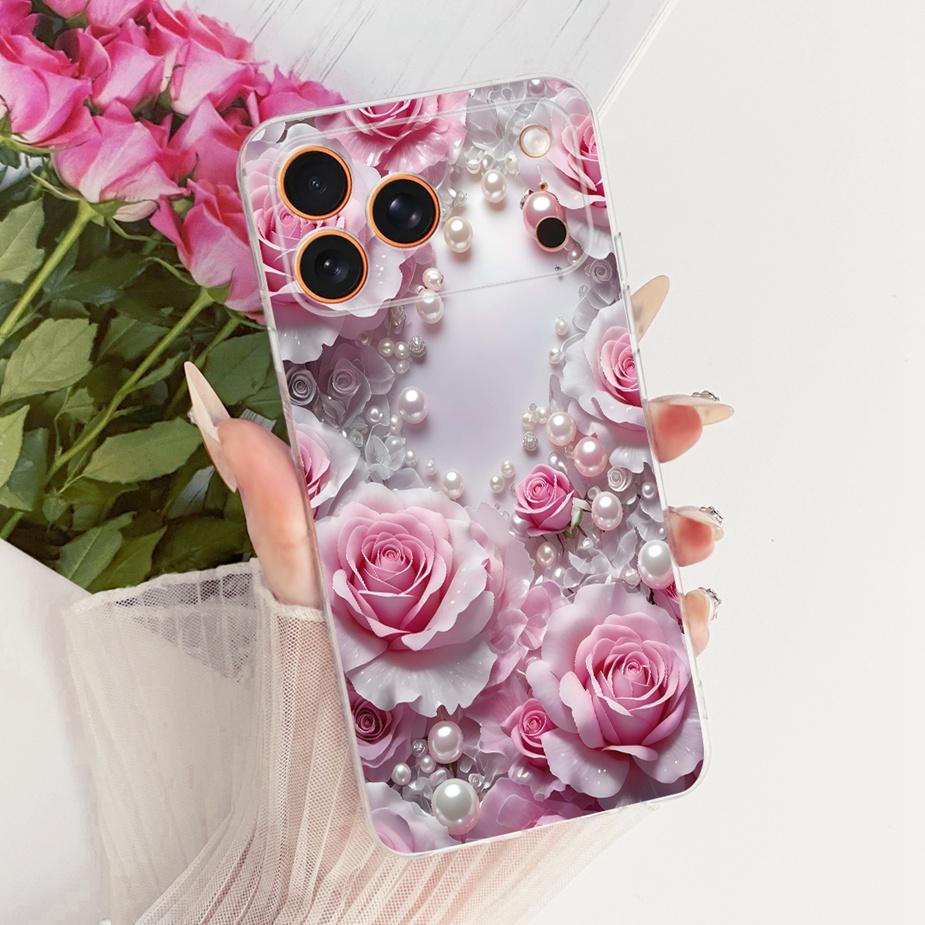 For Apple iPhone 17 Pro Max Case Luxury Flowers New Painted Cover Clear Silicone Case For iPhone 17 Air iPhone17 Pro Soft Fundas