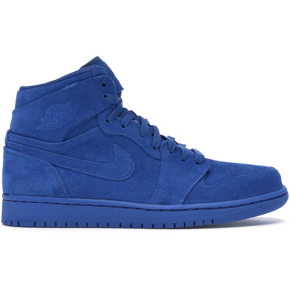 

Men s Air Jordan 1 Retro High Basketball Shoes Blue Suede Non-Slip Lightweight 332550-404 45