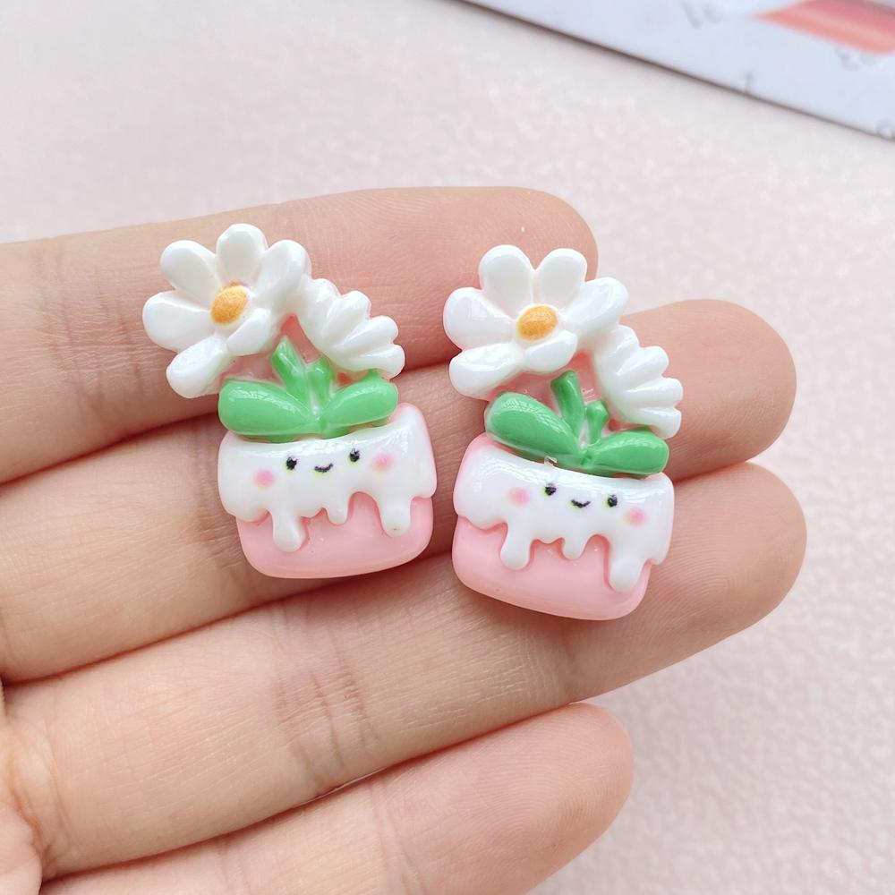 10PCS New Models Colorful Cartoon Animal Flowers Series Resin Scrapbook DIY Jewelry Hairpin Headrope Decoration Crafts