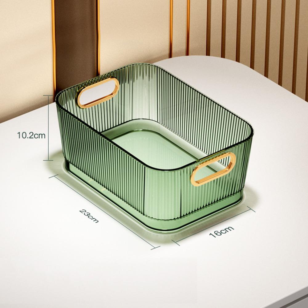 Vanity Transparent Desktop Storage Basket Green Multipurpose Desktop Organizer Space-Saving Rectangular Storage Basket Bathroom