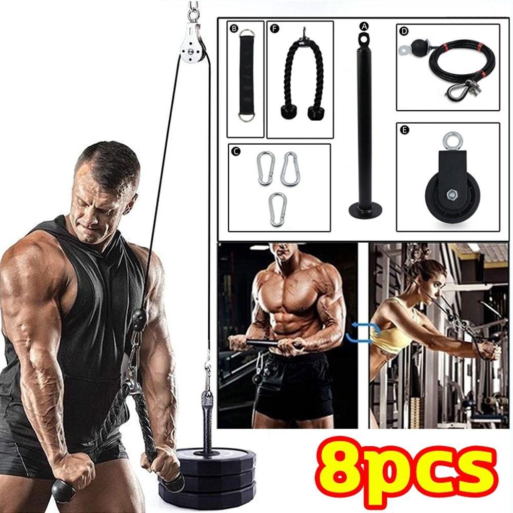 8Pcs Adjustable Pulley Cable Set Cable Gym Hose Sports Home Gym Cable Reel Device  Fitness