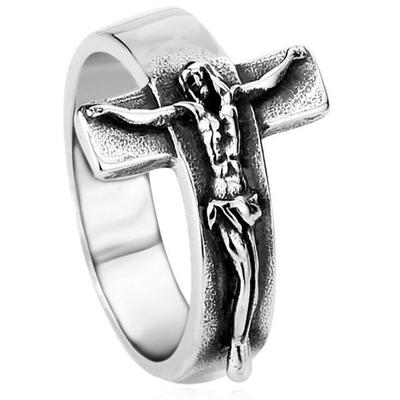 Fashion Men's Christian Jesus Cross Gothic Knight Cross Ring Temperament Party Ring
