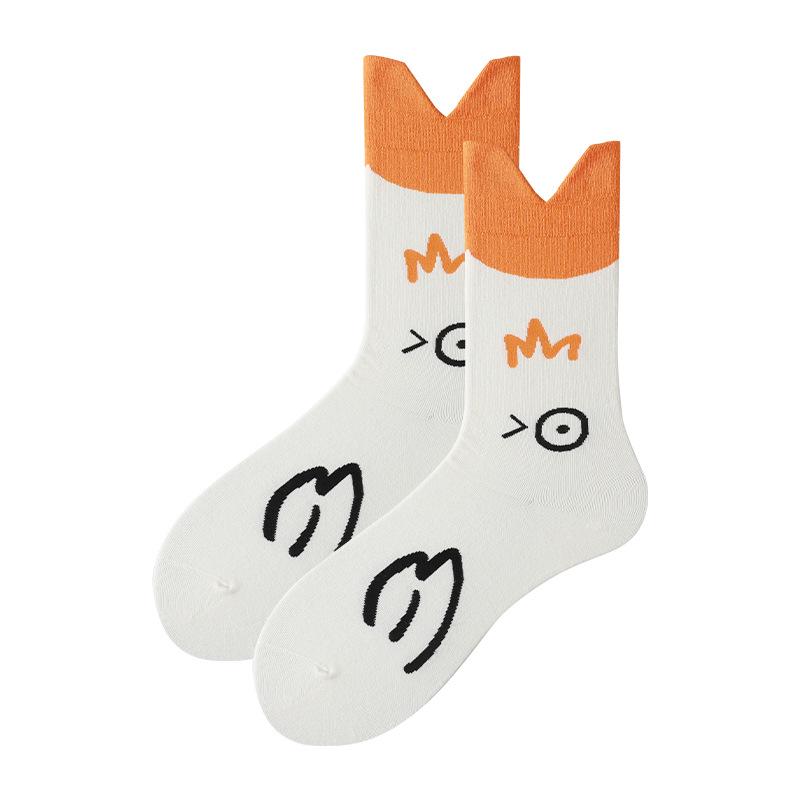 Women's Cartoon Cute Duck Cotton Mid-Calf Sweat-Absorbent Boneless Socks - Fashionable Over-the-Knee Trend.