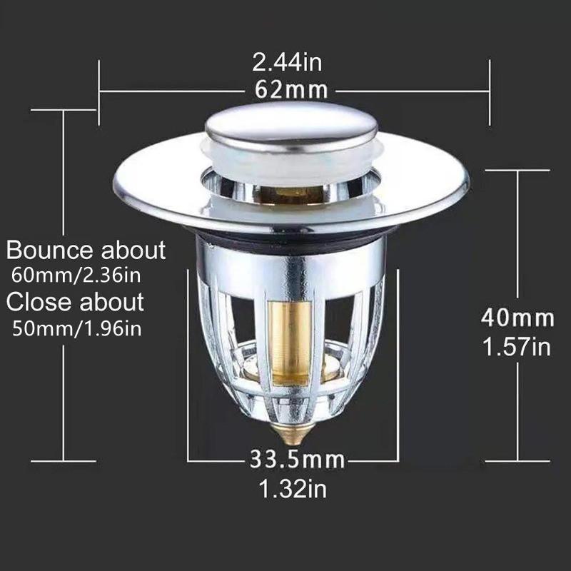 1PC Press Bounce Basin Pop-up Drain Filter Bathroom Shower Sink Filter Plug Wash Basin Hair Sink Strainer Kitchen Bathtub Stopper