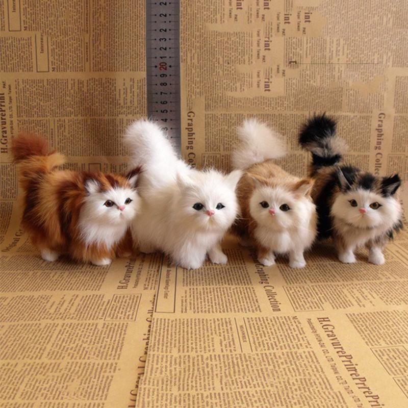 Simulation Cute Cat Plush Toys Hard Stuffed Kitten Model Fake Cat Realist Animals For Kids Girls Birthday Valentine'S Day Gift
