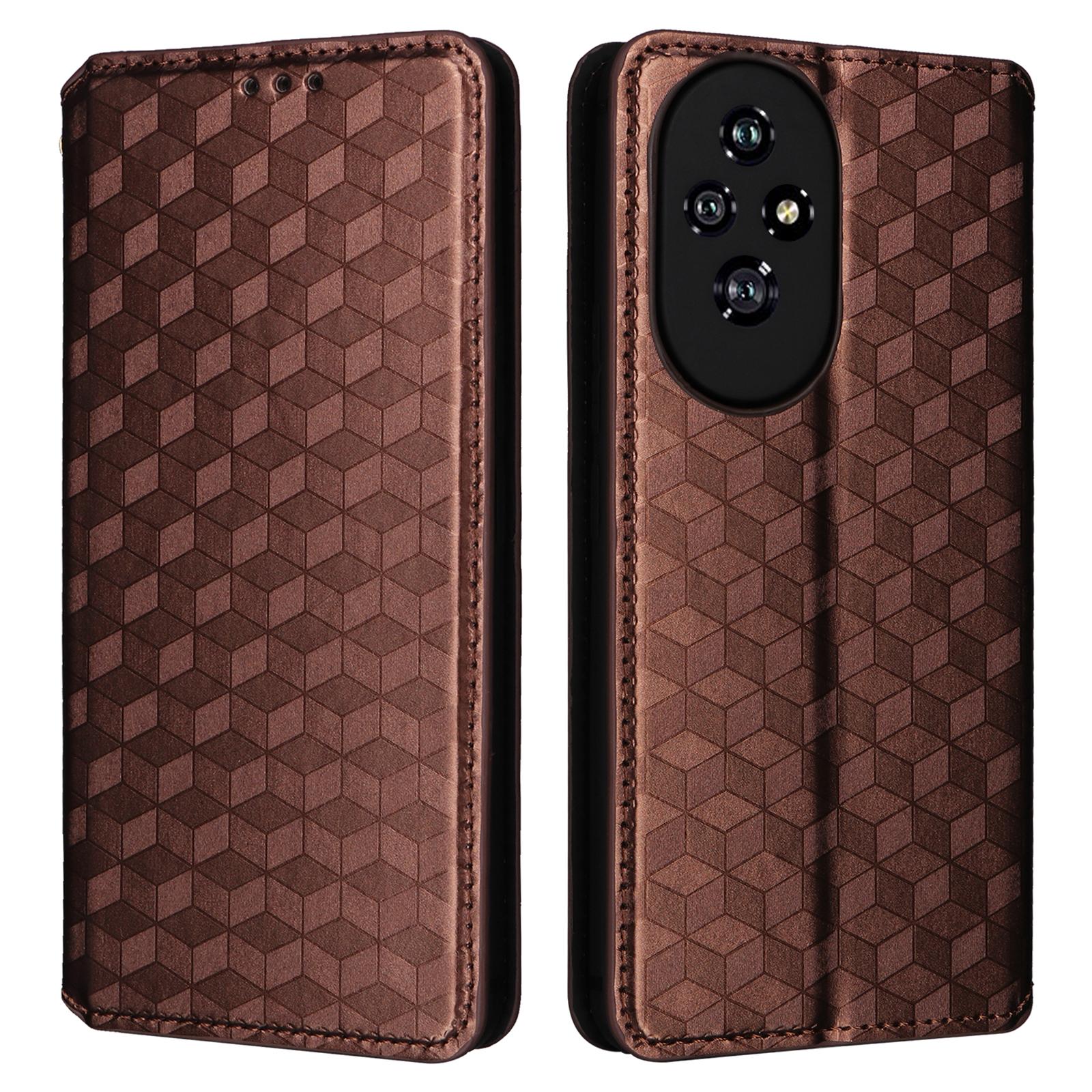 

Для Honor 200 5G Чохол Rhombus Leather Phone Cover Magnetic Absorption Brown