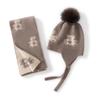 Cashmere 2025 Autumn/Winter Bear Ear Jacquard Scarf Set - Warm, Knit Cold Protection for Men, Women, Children, and Babies