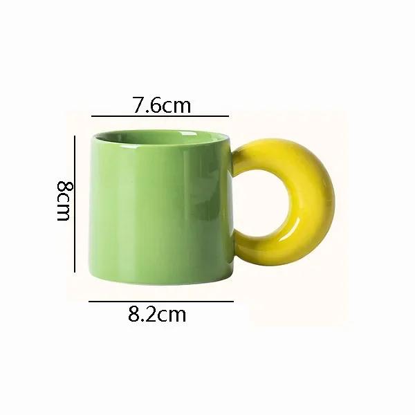 Creative Handle Ceramic Mug High Aesthetic Value Coffee Mug Cute Breakfast Cups Juice Milk Cup Couple Cups Household Water Cup