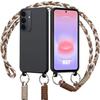 Case for Samsung Galaxy A37 5G, Soft Black Anti-Scratch Silicone with Brown and White Cord